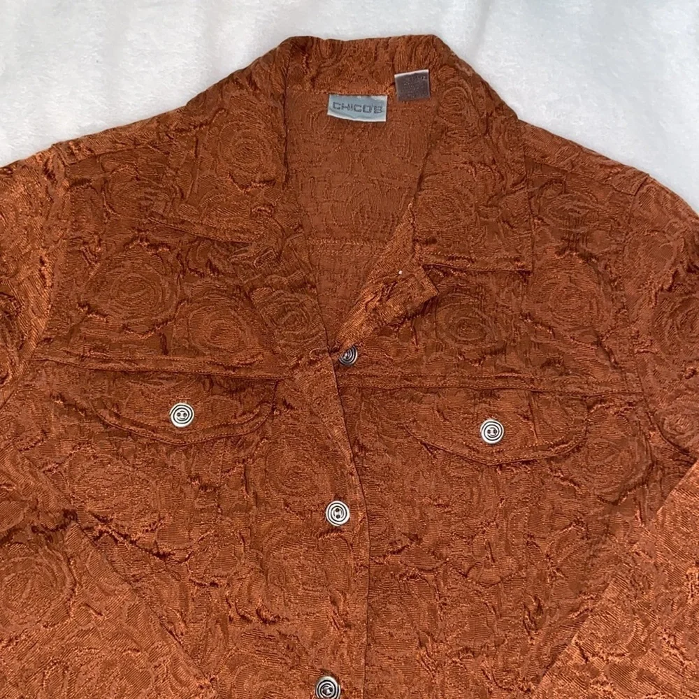 Chicos rust jacket Silver buttons Tailored